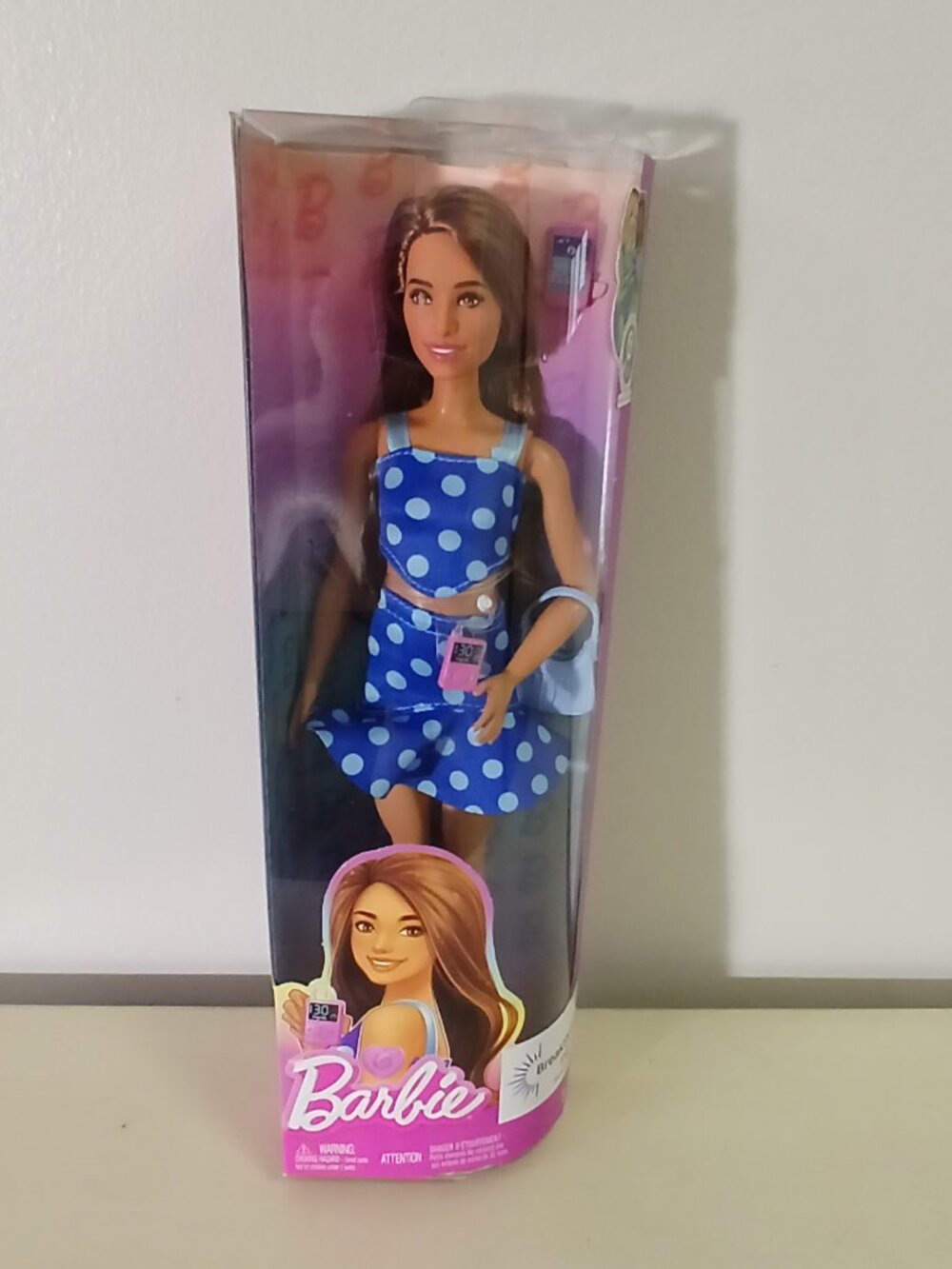 NIB Barbie doll wearing glucose monitor